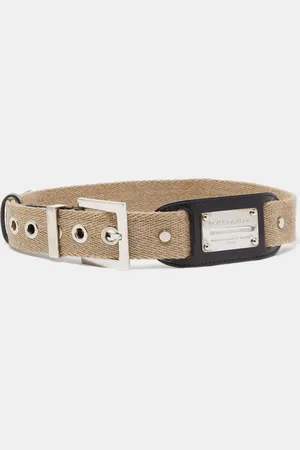 Dolce & Gabbana Canvas and Leather Plaque Detail Waist Belt 80CM