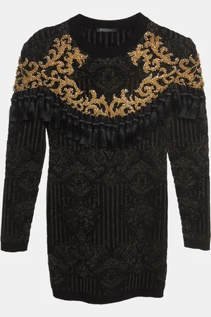 Balmain /Gold Jacquard Knit Tasseled Dress (12 Yrs)