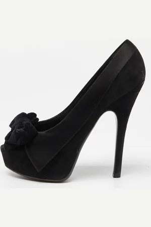 LOUIS VUITTON Suede Peep Toe Pumps Size 37.5