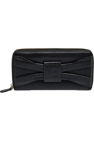 VALENTINO Leather Pleated Bow Continental Wallet