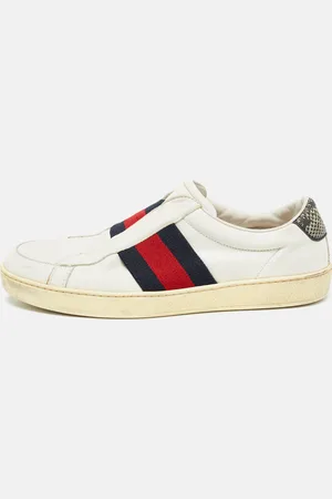 Gucci Leather Web Ace Slip On Sneakers Size 40.5