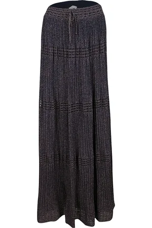 M Missoni Lurex Perforated Knit Pleated Skirt M
