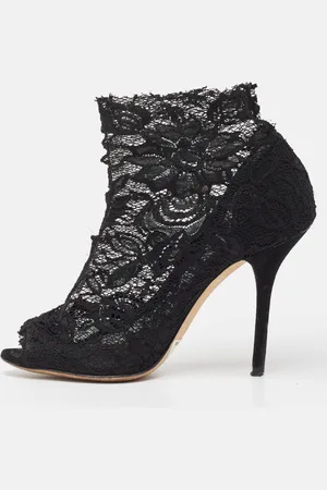Dolce & Gabbana Lace Peep Toe Ankle Booties Size 37