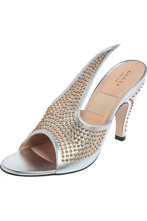 Gucci Leather Fedra Embellished Mules Size 38