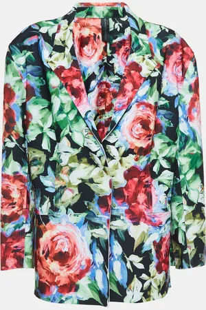 Norma Kamali Floral Printed Jersey Blazer L