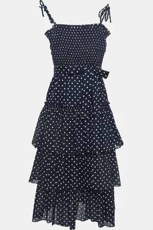 Tory Burch Polka-Dot Print Cotton Tiered Dress XS
