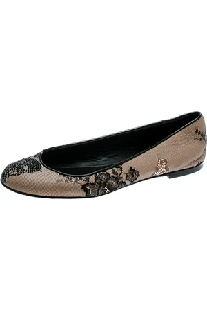 Giuseppe Zanotti Black Mesh and Crystal Embellished Ballet Flats Size 38