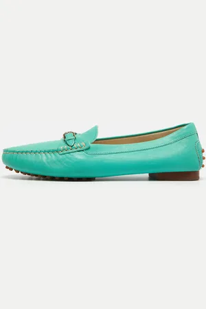 Ralph Lauren Blue Leather Buckle Loafers Size 40