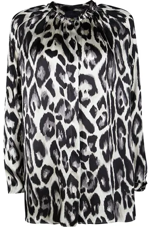 Lanvin Leopard Print Long Sleeve Silk Blouse S
