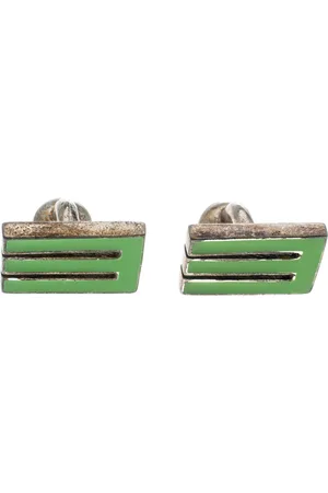 Etro E Enamel Silver Tone Cufflinks