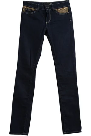 Roberto Cavalli Indigo Dark Wash Denim Studded Skinny Jeans S