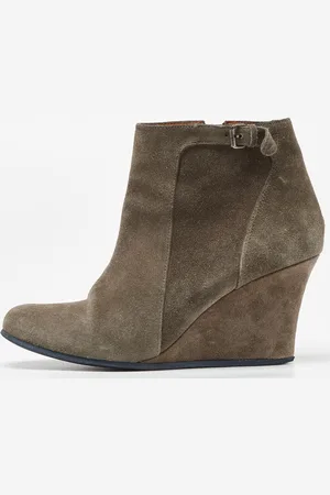 Lanvin Olive Suede Ankle Boots Size 40