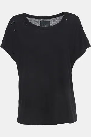 RTA Cotton Distressed Crop T-Shirt L