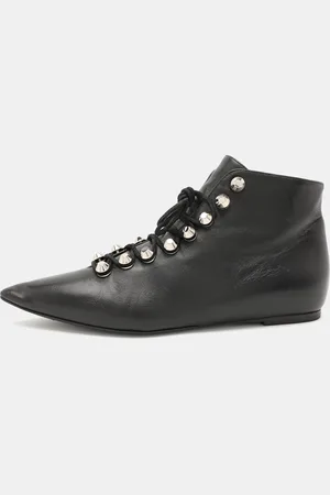 Balenciaga Leather Pointed Toe Lace Up Ankle Length Boots Size 36.5