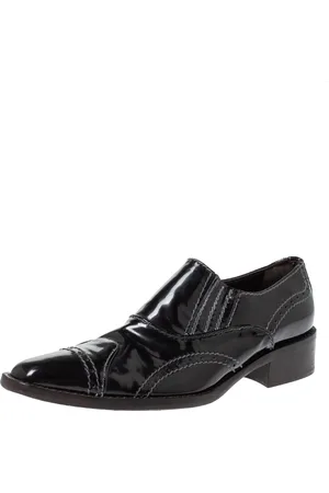 Giorgio Armani Patent Leather Stitch Detailed Slip On Loafer Size 38.5