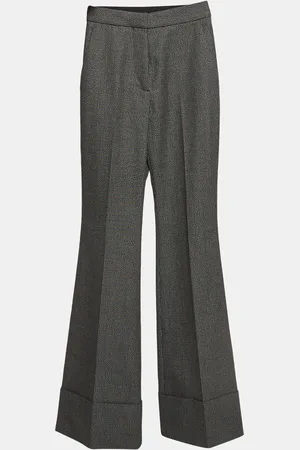 Stella McCartney Monochrome Wool and Cotton Flared Bottom Trousers XXS