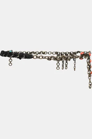 Lanvin Crystal Plastic Fabric Two Tone Chain Belt