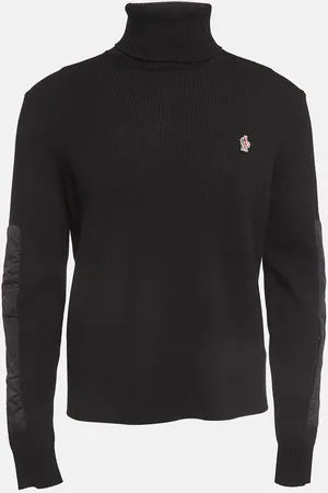 Moncler Wool Blend Knit Paneled Turtleneck Sweater L