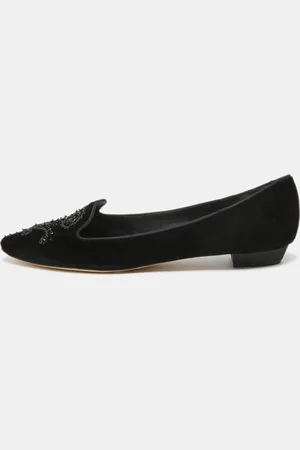 RENE CAOVILLA René Caovilla Velvet Crystal Embellished Slip On Smoking Slippers Size 41