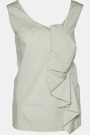 Marni Grey Cotton Knot Detail Sleeveless Top S