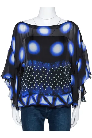 Roberto Cavalli & Black Printed Silk Sheer Blouse S