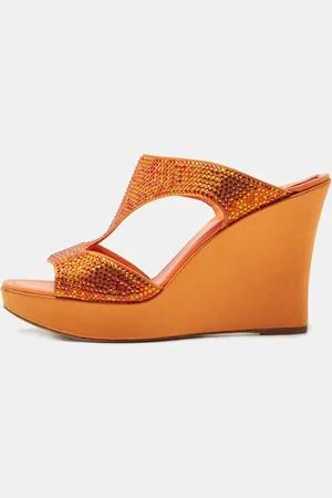 RENE CAOVILLA René Caovilla Satin Crystal Embellished Wedge Slides Size 41