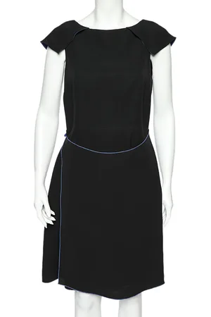 Giorgio Armani Silk Crepe Contrast Trimmed Wrap Detailed Dress M