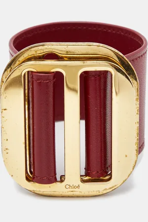 Chloé Leather Gold Tone Wide Bracelet
