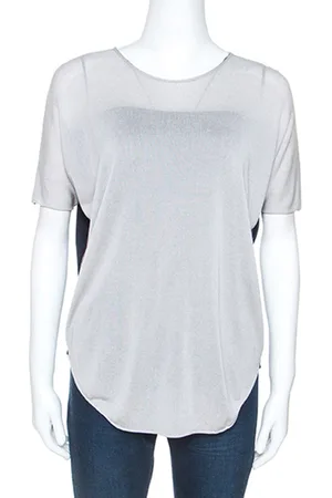 Emporio Armani Knit Contrast Back Detail Short Sleeve Top S