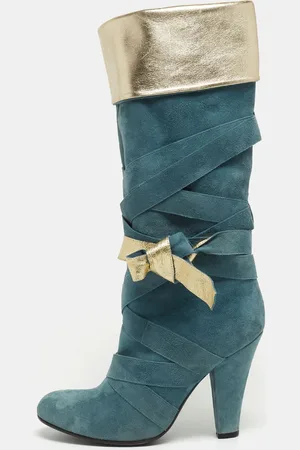 Marc Jacobs /Gold Suede and Leather Mild Calf Boots Size 37.5