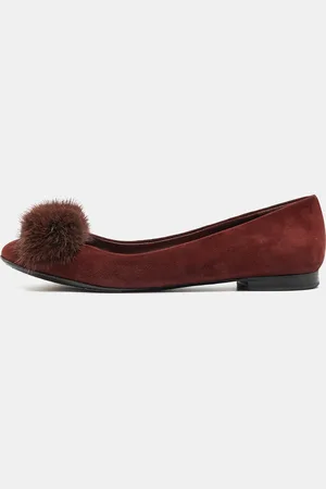 Salvatore Ferragamo Suede Varina Mink Bow Ballet Flats Size 37.5
