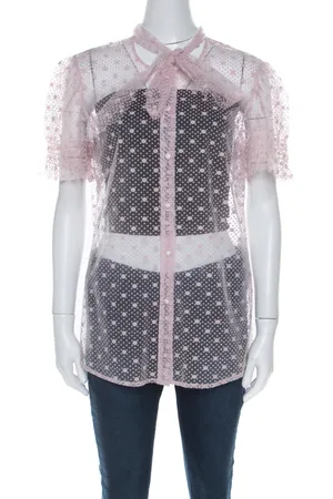 RED Valentino Pale Tulle Bow Tie Detail Sheer Blouse L