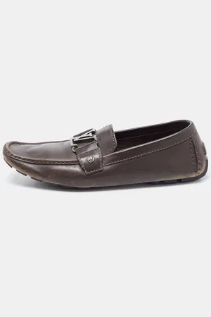 LOUIS VUITTON Dark Leather Monte Carlo Loafers Size 41