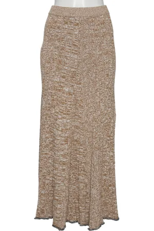 Joseph Patterned Ribbed Knit Sally Fluted Maxi Skirt L