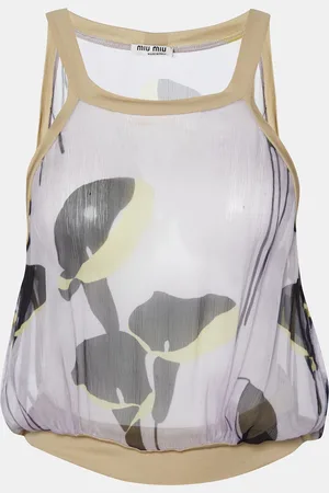 Miu Miu Printed Silk & Knit Top M