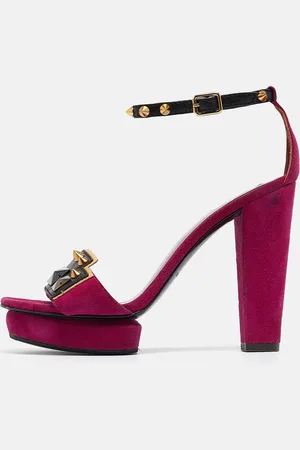 Marc Jacobs Magenta Suede and Leather Studded Ankle Strap Sandals Size 38