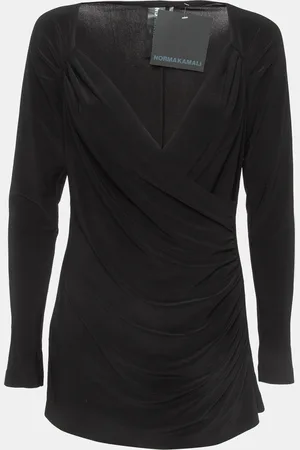 Norma Kamali Draped Jersey Long Sleeve Top L
