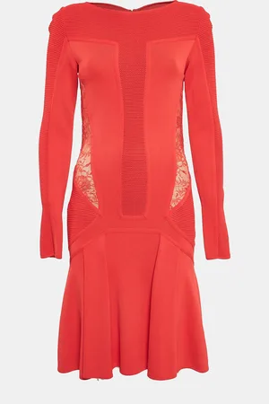Elie saab Lace Trim Knit Flared Midi Dress S