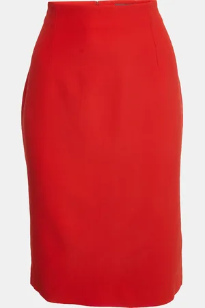 Alexander McQueen Orange Crepe Pencil Skirt L