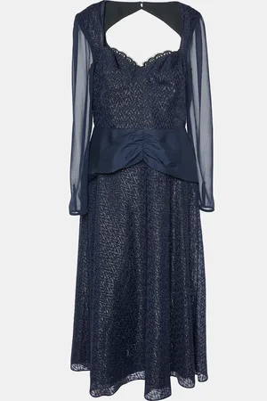 Self-Portrait Metallic Fil Coupe Midi Dress L