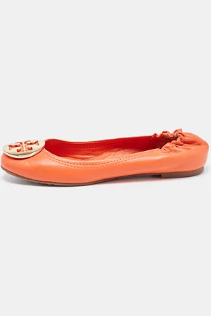 Tory Burch Leather Minnie Scrunch Ballet Flats Size 36.5