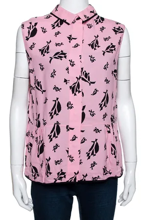 Marni Crepe Abstract Print Dual Collar Sleeveless Top M