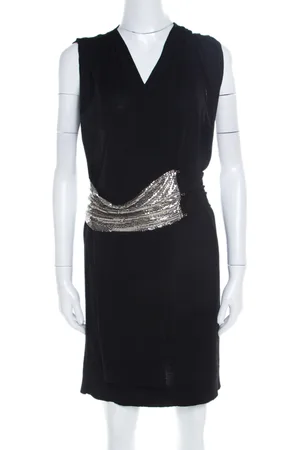 Balmain Knit Wool Chainmail Paneled Faux Wrap Mini Dress M