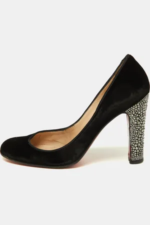 Christian Louboutin Velvet Crystal Embellished Heel Round Toe Pumps Size 38