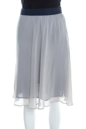 Emporio Armani And Navy Blue Silk A Line Skirt S