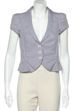Emporio Armani & White Striped Cotton Cropped Blazer M