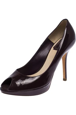 Dior Patent Leather Miss Peep Toe Platform Pumps Size 38