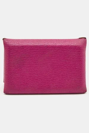 Hermès Cyclamen Chevre Mysore Leather Calvi Card Holder