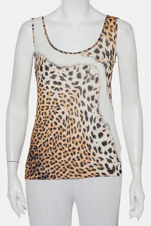 Roberto Cavalli Animal Printed Knit Tank Top L
