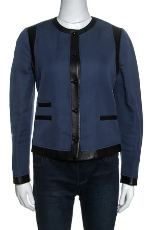 Joseph Bicolor Cotton Leather Trimmed Jacket M
